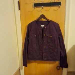 D&CO Denim And Company Purple Denim Jacket Womens Small